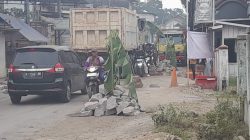 Jalan Bergas Rusak Parah Diduga Digilas Truk Tambang, Warga Tanam Pohon Pisang sebagai Sindiran Keras