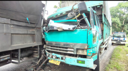 Dua Truk Tronton Terlibat Kecelakaan di Jalinsum Lima Puluh, Satu Pengemudi Alami Luka Berat