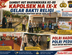 Sambut HUT Bhayangkara ke-80, Kapolsek Na IX-X Bersihkan Gereja dan Salurkan Bantuan Sosial