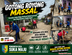 Gotong Royong Massal, Pemdes Suka Maju Perkuat Kebersamaan dan Kepedulian Lingkungan