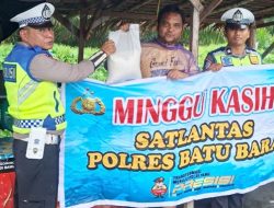 Minggu Kasih Satlantas Polres Batu Bara, Berbagi Sembako dan Hadir Menjaga Kamtibmas