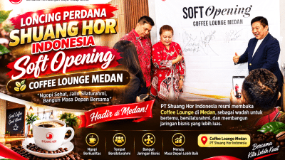 Loncing Perdana Shuang Hor Indonesia Soft Opening Coffee Lingzhi di Medan 